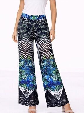 Bisou Bisou BOHEMIAN FLORAL pull on elastic waist lightweight SQUARE PANTS SZ M